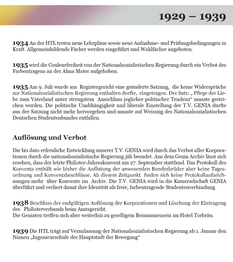 Ablichtung: Geschichte der T.V. Genia 1919 - 2019